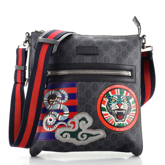 Gucci Night Courrier Zip Messenger GG Coated Canvas with Applique Medium