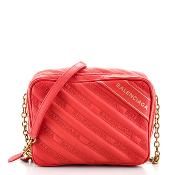 Balenciaga Blanket Reporter Shoulder Bag Quilted Embroidered Leather XS