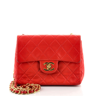 Chanel Vintage Square Classic Single Flap Bag Quilted Lambskin Mini
