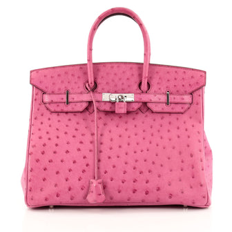 Hermes Birkin Handbag Pink Ostrich with Palladium Hardware 35