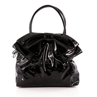 Valentino Lacca Bow Dome Satchel Patent