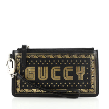 Gucci Wristlet Clutch Limited Edition Printed Leather Small