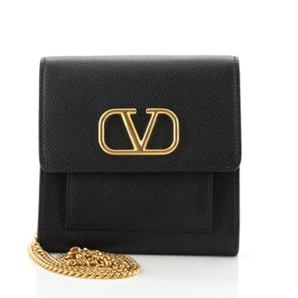 Valentino VLogo Front Pocket Chain Crossbody Bag Leather Mini