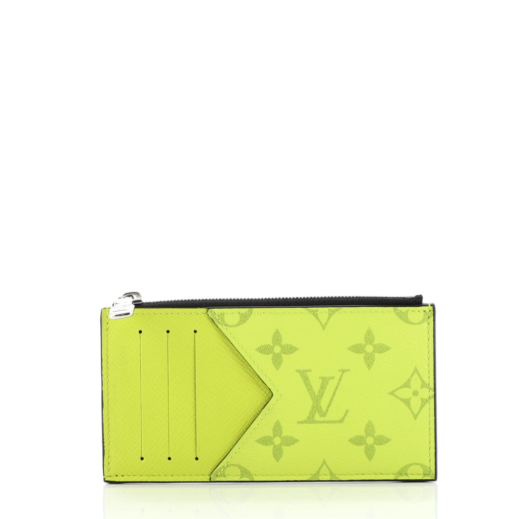 Louis Vuitton monogram card case with yellow trim