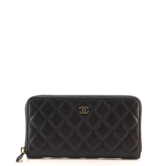 Chanel Zip Around Wallet Quilted Caviar Long