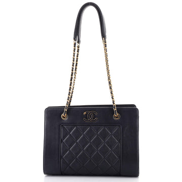 Chanel Mademoiselle Vintage Shopping Tote Quilted Sheepskin Small