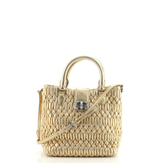 Miu Miu Crystal Convertible Top Handle Bag Matelasse Leather Small