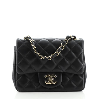 Chanel Square Classic Single Flap Bag Quilted Lambskin Mini