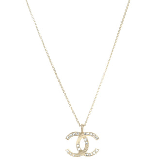 Chanel CC Long Pendant Necklace Crystal Embellished Metal
