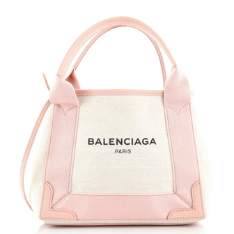 Balenciaga Navy Cabas Canvas and Leather XS