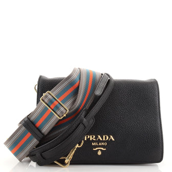 Prada Dual Strap Flap Crossbody Bag Vitello Daino Small