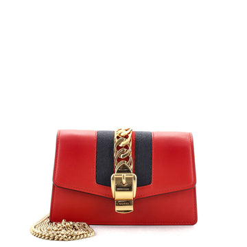 Gucci Sylvie Chain Shoulder Bag Leather Super Mini