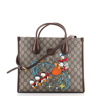 Gucci Disney Donald Duck Convertible Tote Printed GG Coated Canvas