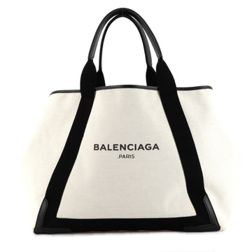 Balenciaga Navy Cabas Canvas with Leather Large