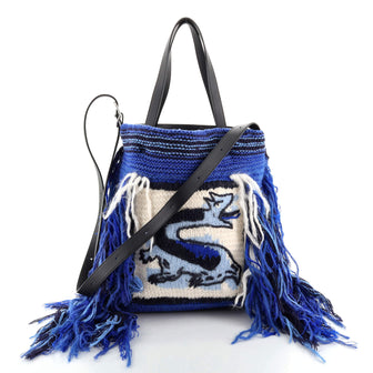 Loewe Dragon Fringe Convertible Tote Wool and Leather