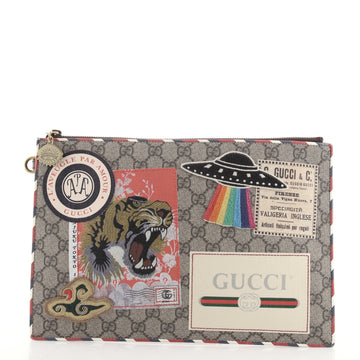 Gucci Courrier Pouch GG Coated Canvas with Applique