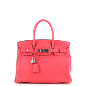 Hermes Birkin Handbag Pink Clemence with Palladium Hardware 30