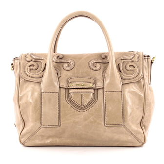 Prada Pattina Satchel Vitello Shine with Applique Large
