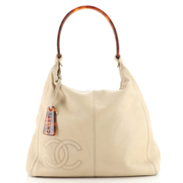 Chanel Vintage CC Logo Hobo Leather Large