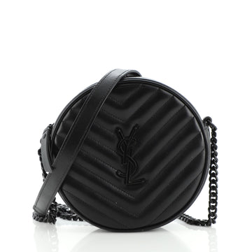 Saint Laurent Vinyle Round Camera Bag Matelasse Chevron Leather