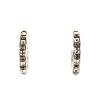 Chanel Baguette Crystal CC Hoop Earrings Metal with Crystals