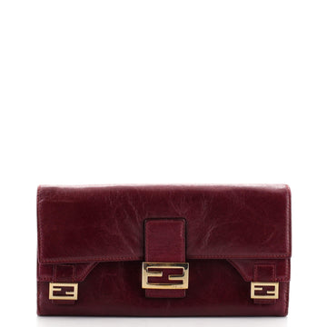 Fendi Triple Hardware Flap Wallet Leather Long