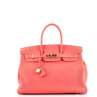Hermes Birkin Handbag Pink Clemence with Gold Hardware 35