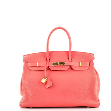 Hermes Birkin Handbag Pink Clemence with Gold Hardware 35