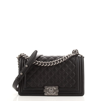 Chanel Boy Flap Bag Quilted Lambskin Old Medium