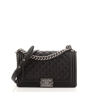 Chanel Boy Flap Bag Quilted Lambskin Old Medium