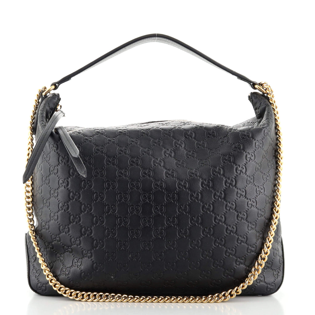 Gucci, Linea Guccissima A Large Black Leather Hobo Bag