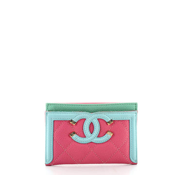 Chanel Filigree Card Holder Quilted Caviar