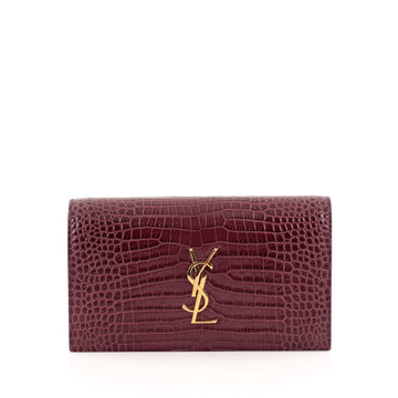 Saint Laurent Classic Monogram Clutch Crocodile Embossed