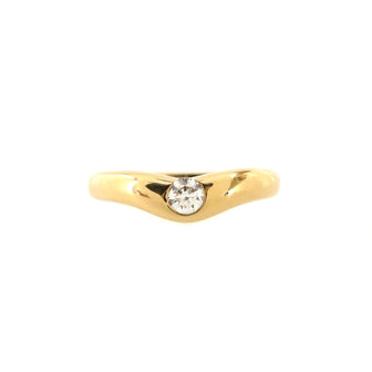 Tiffany & Co. Elsa Peretti Curved Wedding Band Ring 18K Yellow Gold with Diamond 0.18CT