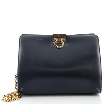 Salvatore Ferragamo Vintage Gancini Chain Shoulder Bag Leather Medium