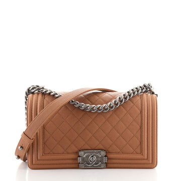 Chanel Boy Flap Bag Quilted Caviar Old Medium