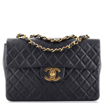 Chanel Vintage Classic Single Flap Bag Quilted Lambskin Maxi