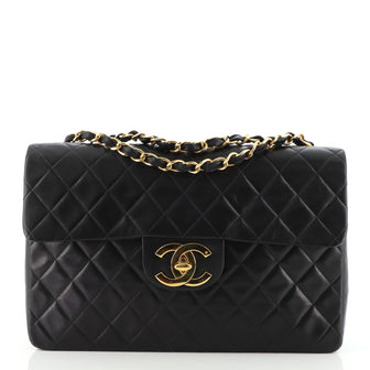 Chanel Vintage Classic Single Flap Bag Quilted Lambskin Maxi