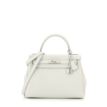 Hermes Kelly Handbag Grey Clemence with Palladium Hardware 28