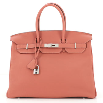 Hermes Birkin Handbag Pink Togo with Palladium Hardware 35