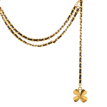 Chanel Clover Charm Chain Belt Metal and Leather