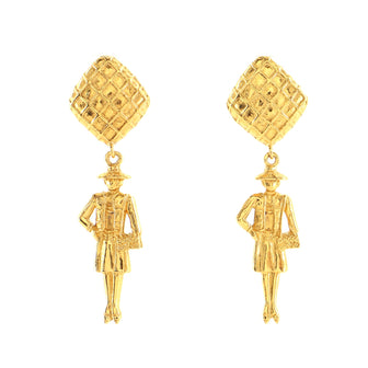 Chanel Vintage Madame Coco Chanel Dangling Clip-On Earrings Metal