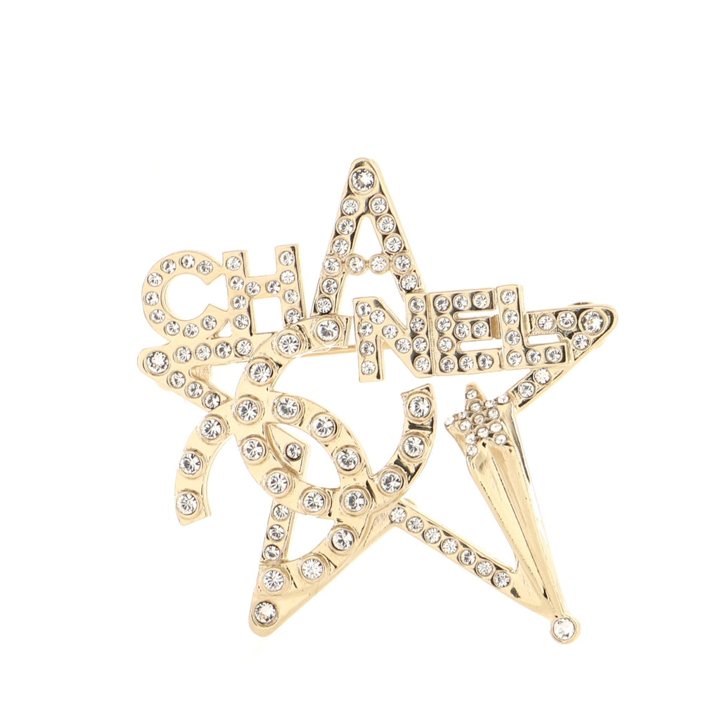 Chanel Silver Crystal CC Brooch - Yoogi's Closet
