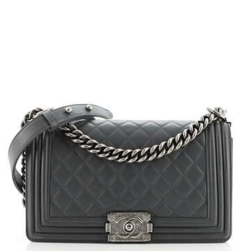 Chanel Boy Flap Bag Quilted Lambskin Old Medium