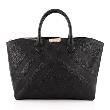 Burberry Dewsbury Convertible Tote Embossed Check Leather Medium