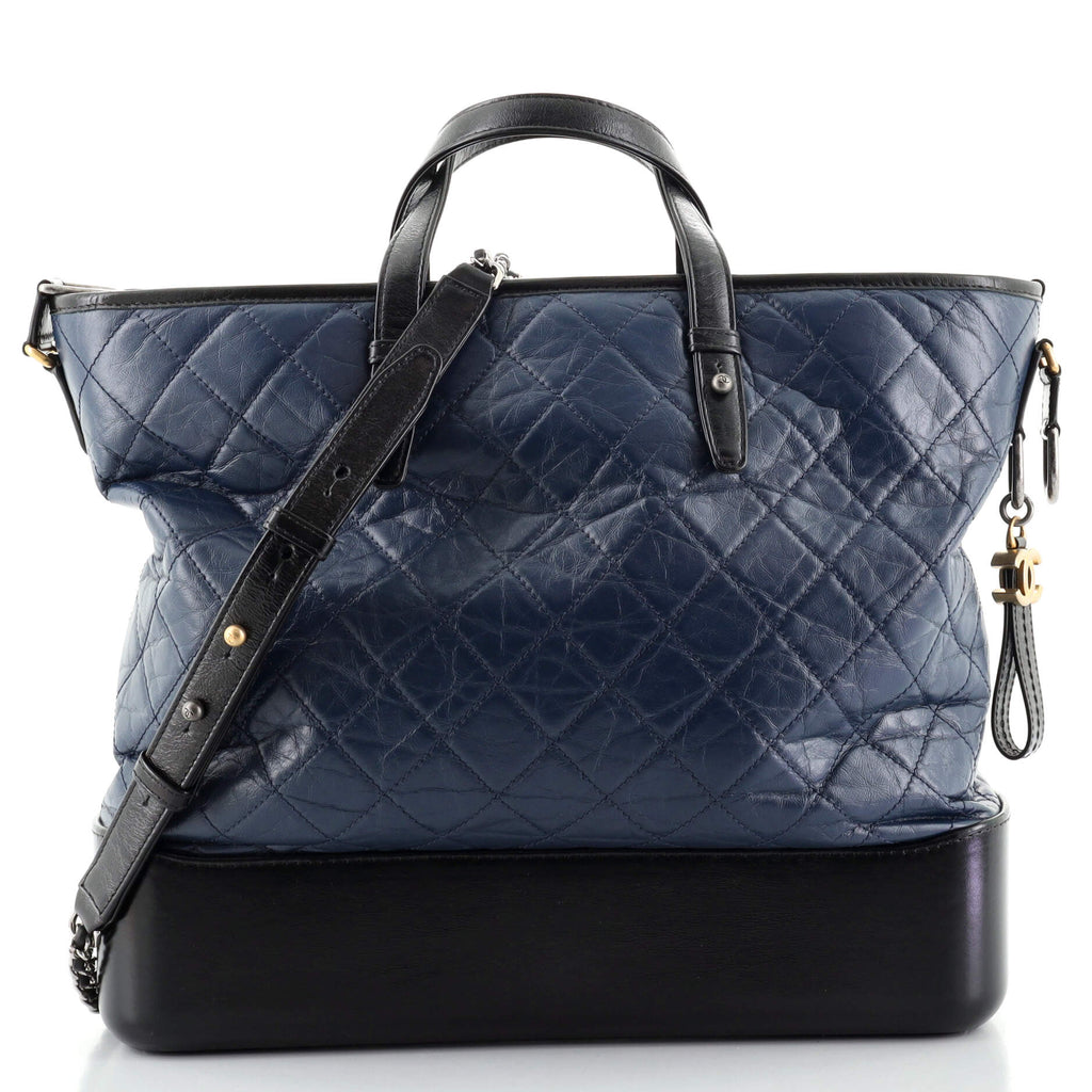 Chanel Gabrielle Shopping Tote Quilted Calfskin Large Blue 1245341