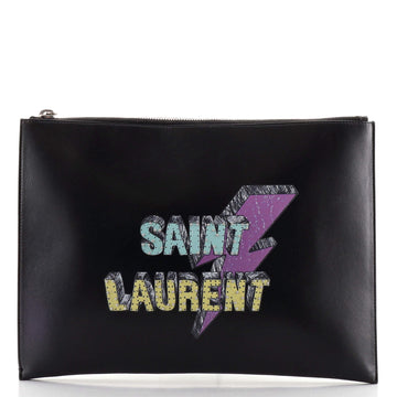 Saint Laurent Zip Pouch Printed Leather Medium