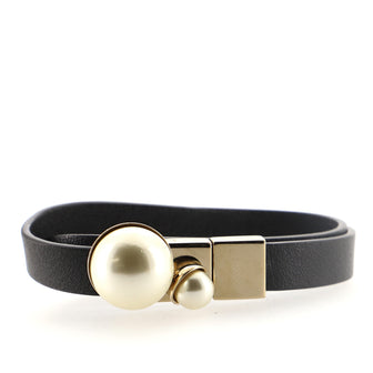 Christian Dior Mise en Dior Wrap Bracelet Leather with Faux Pearls