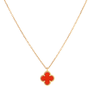 Van Cleef & Arpels Sweet Alhambra Pendant Necklace 18K Rose Gold and Carnelian