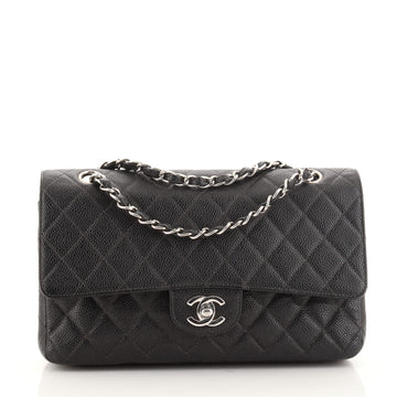 Chanel Vintage Classic Double Flap Bag Quilted Caviar Medium